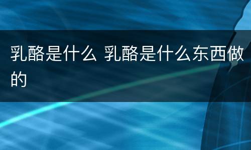 乳酪是什么 乳酪是什么东西做的