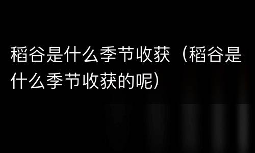 稻谷是什么季节收获（稻谷是什么季节收获的呢）