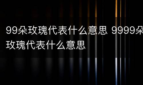 99朵玫瑰代表什么意思 9999朵玫瑰代表什么意思