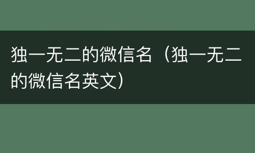 独一无二的微信名（独一无二的微信名英文）