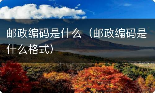 邮政编码是什么（邮政编码是什么格式）