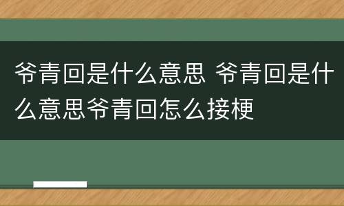 爷青回是什么意思 爷青回是什么意思爷青回怎么接梗