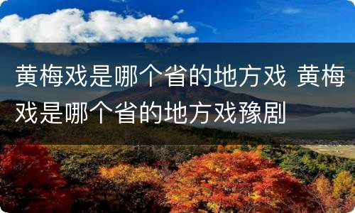 黄梅戏是哪个省的地方戏 黄梅戏是哪个省的地方戏豫剧