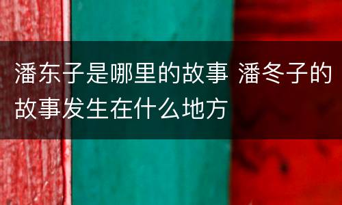 潘东子是哪里的故事 潘冬子的故事发生在什么地方