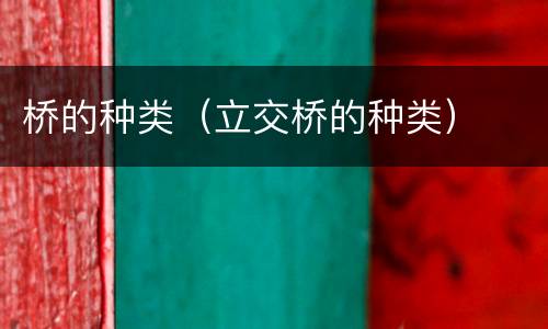 桥的种类（立交桥的种类）