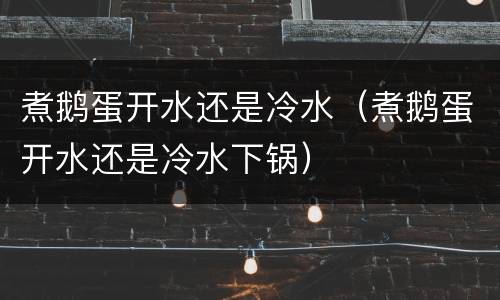 煮鹅蛋开水还是冷水（煮鹅蛋开水还是冷水下锅）