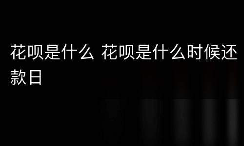 花呗是什么 花呗是什么时候还款日