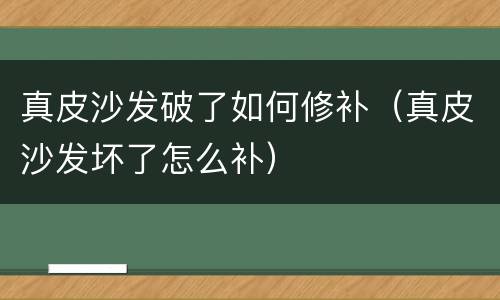 真皮沙发破了如何修补（真皮沙发坏了怎么补）