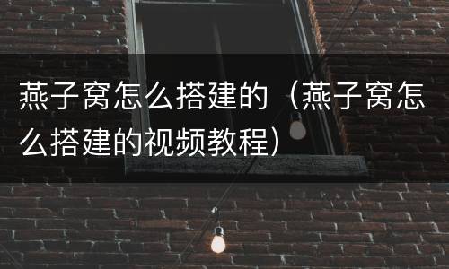 燕子窝怎么搭建的（燕子窝怎么搭建的视频教程）