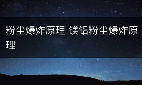 粉尘爆炸原理 镁铝粉尘爆炸原理