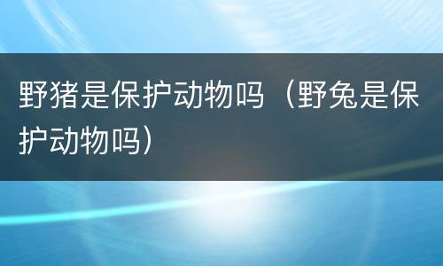 野猪是保护动物吗（野兔是保护动物吗）