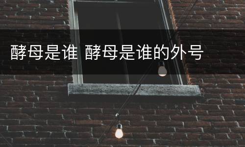 酵母是谁 酵母是谁的外号