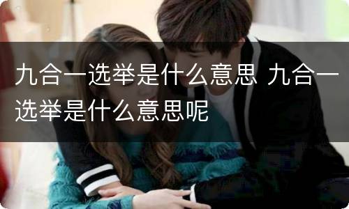 九合一选举是什么意思 九合一选举是什么意思呢