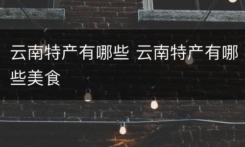 云南特产有哪些 云南特产有哪些美食