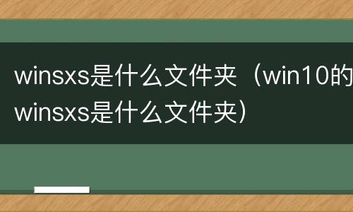 winsxs是什么文件夹（win10的winsxs是什么文件夹）
