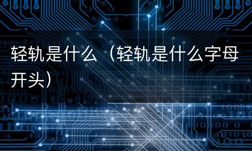 轻轨是什么（轻轨是什么字母开头）
