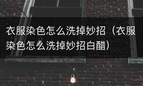 衣服染色怎么洗掉妙招（衣服染色怎么洗掉妙招白醋）