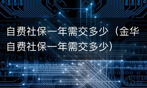 自费社保一年需交多少（金华自费社保一年需交多少）