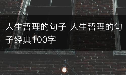 人生哲理的句子 人生哲理的句子经典100字