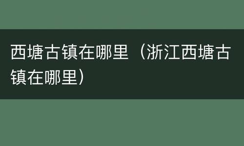 西塘古镇在哪里（浙江西塘古镇在哪里）