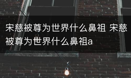 宋慈被尊为世界什么鼻祖 宋慈被尊为世界什么鼻祖a