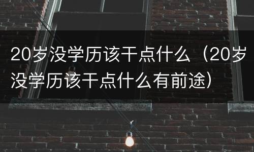 20岁没学历该干点什么（20岁没学历该干点什么有前途）