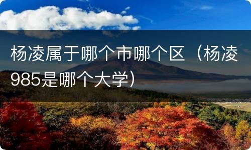 杨凌属于哪个市哪个区（杨凌985是哪个大学）