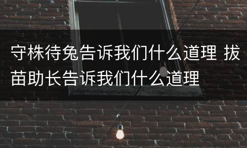 守株待兔告诉我们什么道理 拔苗助长告诉我们什么道理