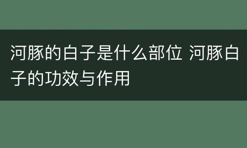 河豚的白子是什么部位 河豚白子的功效与作用