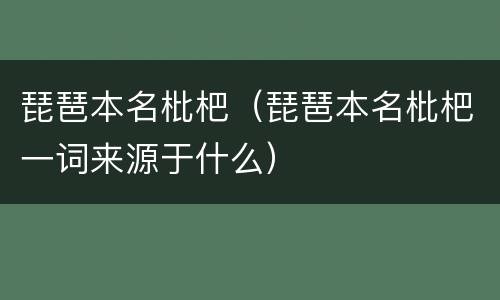琵琶本名枇杷（琵琶本名枇杷一词来源于什么）