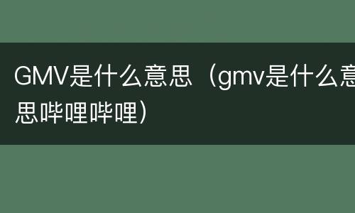 GMV是什么意思（gmv是什么意思哔哩哔哩）