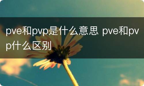 pve和pvp是什么意思 pve和pvp什么区别