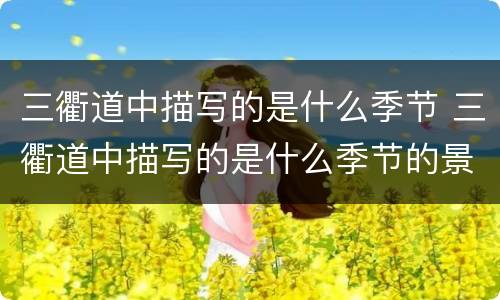 三衢道中描写的是什么季节 三衢道中描写的是什么季节的景色,从哪里可以看出来