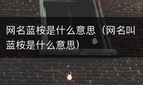网名蓝桉是什么意思（网名叫蓝桉是什么意思）