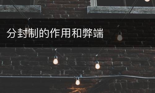 分封制的作用和弊端