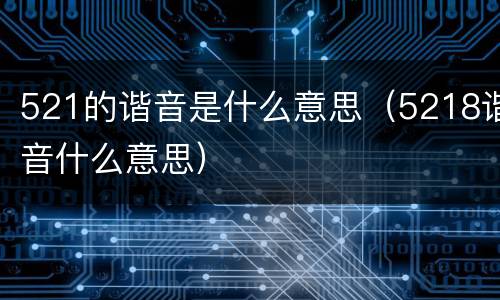 521的谐音是什么意思（5218谐音什么意思）