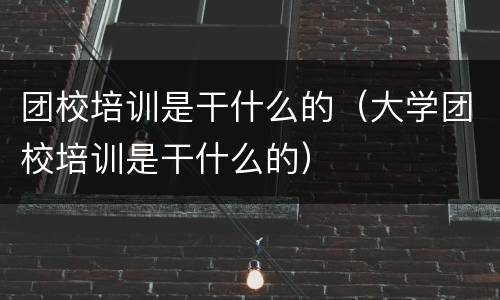 团校培训是干什么的（大学团校培训是干什么的）