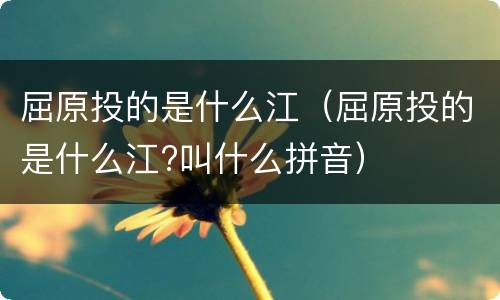 屈原投的是什么江（屈原投的是什么江?叫什么拼音）