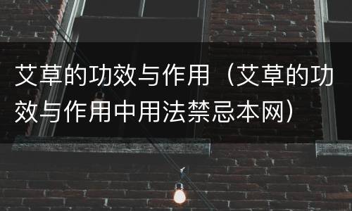 艾草的功效与作用（艾草的功效与作用中用法禁忌本网）