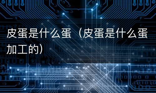 皮蛋是什么蛋（皮蛋是什么蛋加工的）