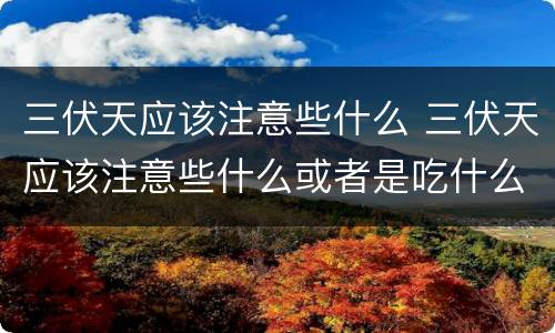 三伏天应该注意些什么 三伏天应该注意些什么或者是吃什么