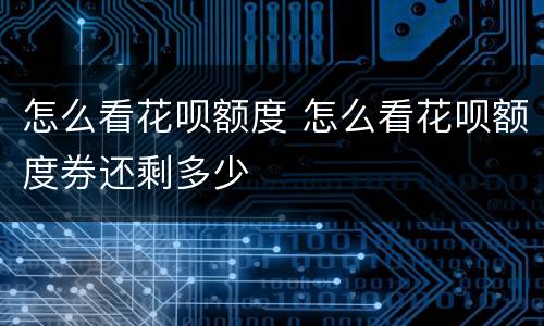 怎么看花呗额度 怎么看花呗额度券还剩多少