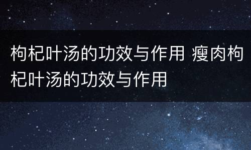 枸杞叶汤的功效与作用 瘦肉枸杞叶汤的功效与作用