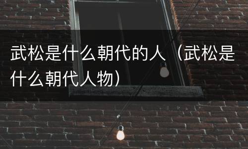 武松是什么朝代的人（武松是什么朝代人物）