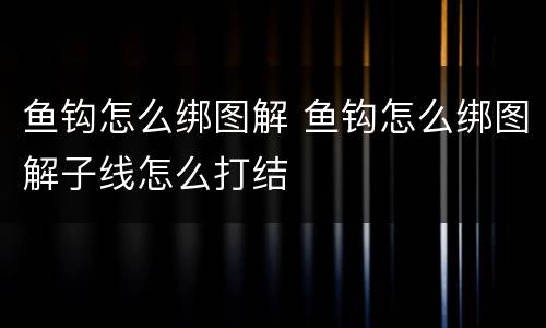 鱼钩怎么绑图解 鱼钩怎么绑图解子线怎么打结