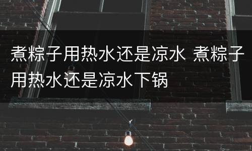 煮粽子用热水还是凉水 煮粽子用热水还是凉水下锅