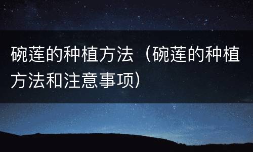 碗莲的种植方法（碗莲的种植方法和注意事项）