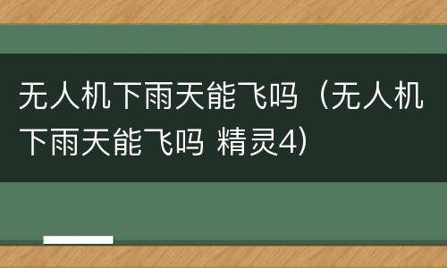 无人机下雨天能飞吗（无人机下雨天能飞吗 精灵4）