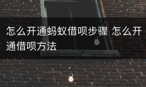 怎么开通蚂蚁借呗步骤 怎么开通借呗方法
