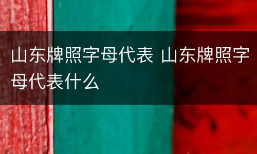 山东牌照字母代表 山东牌照字母代表什么